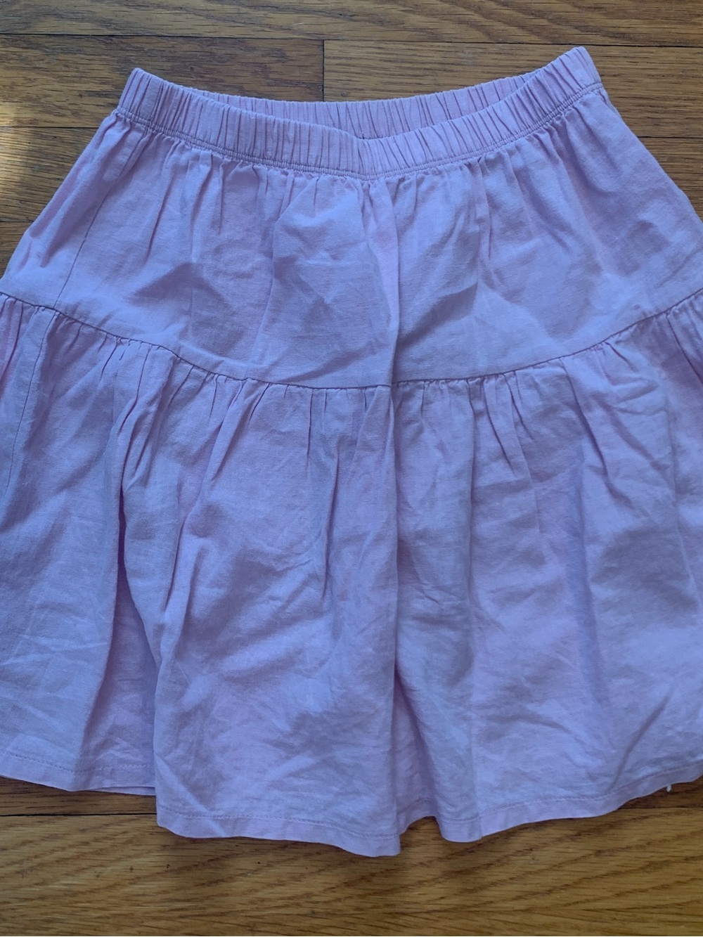 Petit Blush Girls Tiered Cotton Linen Light Lavender Pink Skirt summer 10y